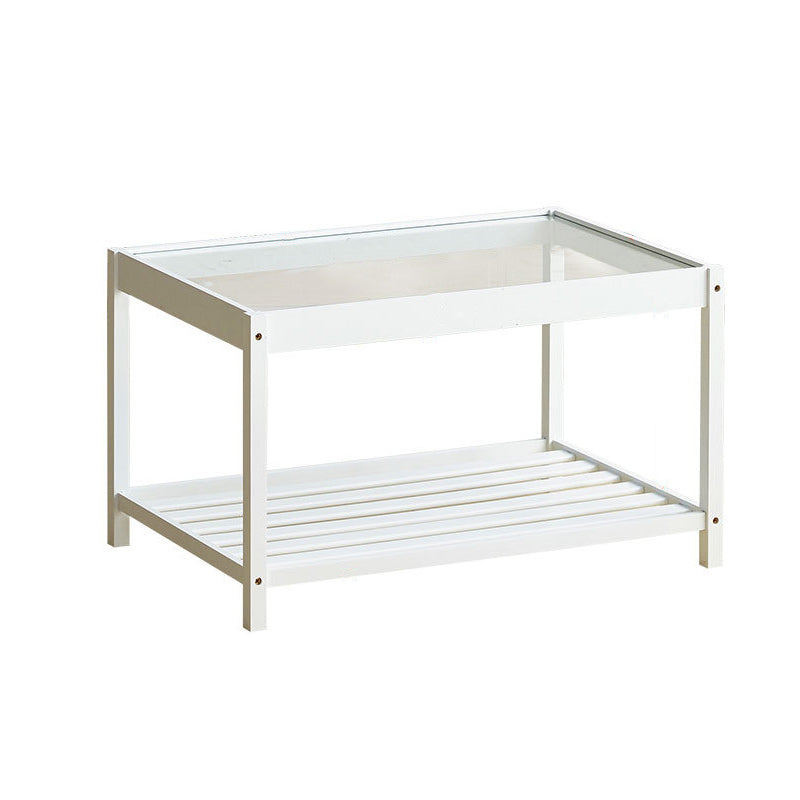 Moderner Glas Top Night Tisch Offener Aufbewahrung Bambus Bett Nachttisch mit Beinen