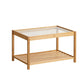 Moderner Glas Top Night Tisch Offener Aufbewahrung Bambus Bett Nachttisch mit Beinen