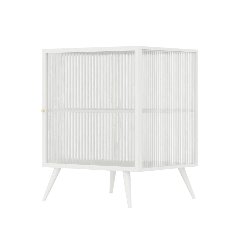 Modern Metal Night Table Iron 22 Inch Tall 1-Shelf Legs Included Bed Cabinet with Door