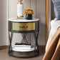 Glam Stone Top Night Table Open Rangement 1 Drawer Met-Legs inclus la table de chevet