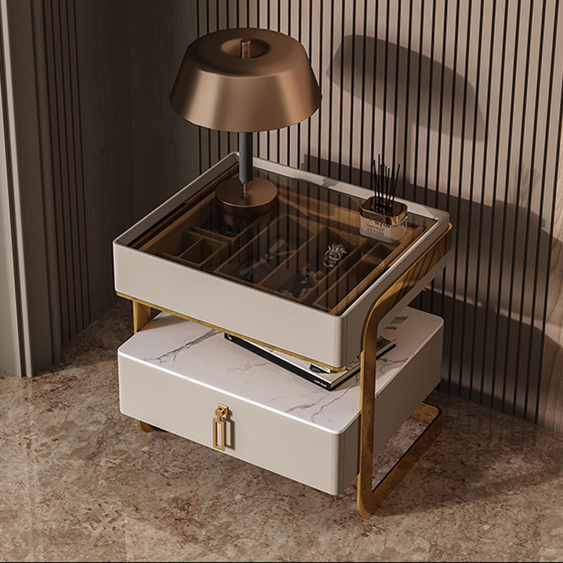 Top vetro a letto da 18 pollici in vetro in vetro Open Open Cambia da 1 tradotto incluso tavolo da notte