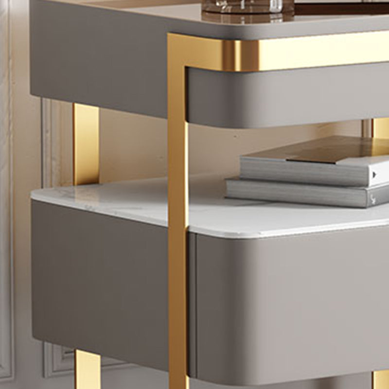 Glam 20 Inch H Nightstand Open Storage Glass Top Solid Wood Bed Nightstand with Legs Clearhalo 'Bedroom Furniture' 'furn' 'furn_night_stand' 'Furniture' 'night_stand' 'Nightstands' 5659133