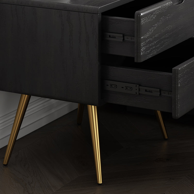 Mesa nocturna glamorosa de 22 pulgadas de altura Almacenamiento de madera sólida con patas con piernas