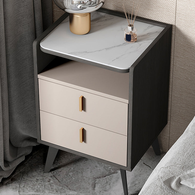 Stone Top Nightstand Modern Open Stoarge Drawer Legs Included Bed Nightstand