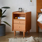 Solid Wood Nightstand Modern 22 Inch H Open Storage 2-Drawer Legs Included Night Table 16"L x 16"W x 22"H Cherry Wood Clearhalo 'Bedroom Furniture' 'furn' 'furn_night_stand' 'Furniture' 'night_stand' 'Nightstands' 5659191