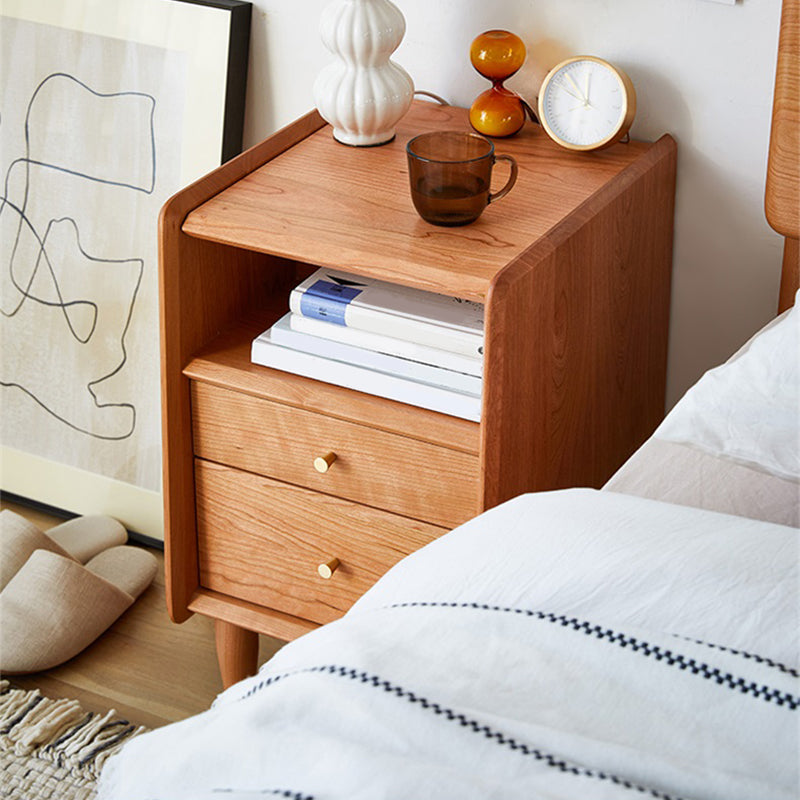 Solid Wood Nightstand Modern 22 Inch H Open Storage 2-Drawer Legs Included Night Table Clearhalo 'Bedroom Furniture' 'furn' 'furn_night_stand' 'Furniture' 'night_stand' 'Nightstands' 5659193