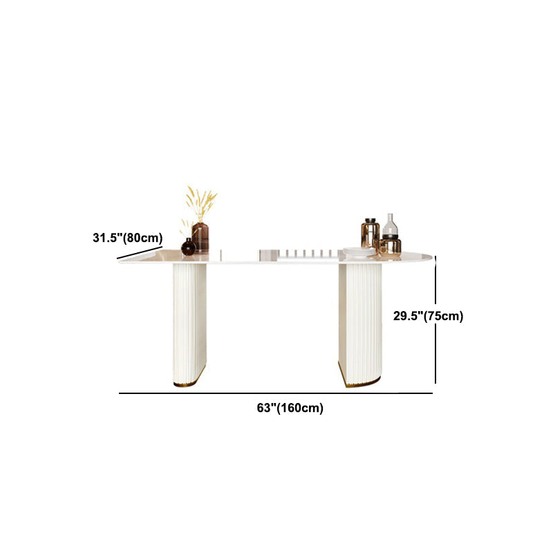 Glam Executive Desk Mirrored Peninsula Writing Desk in White Clearhalo 'furn' 'furn_office_desk' 'Furniture' 'Office Desks' 'Office Furniture' 'office_desk' 5659220