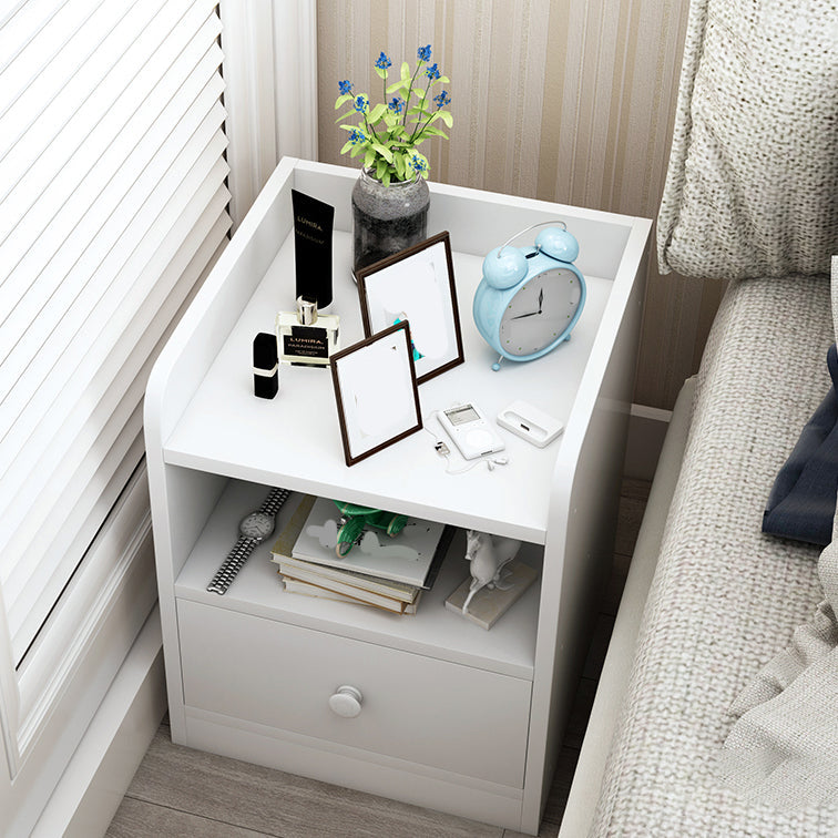 Scandinavian Natural/White Bedside Table 20" H Wood Nightstand with Storage 16"L x 14"W x 20"H White 1 Clearhalo 'Bedroom Furniture' 'furn' 'furn_night_stand' 'Furniture' 'night_stand' 'Nightstands' 5659229