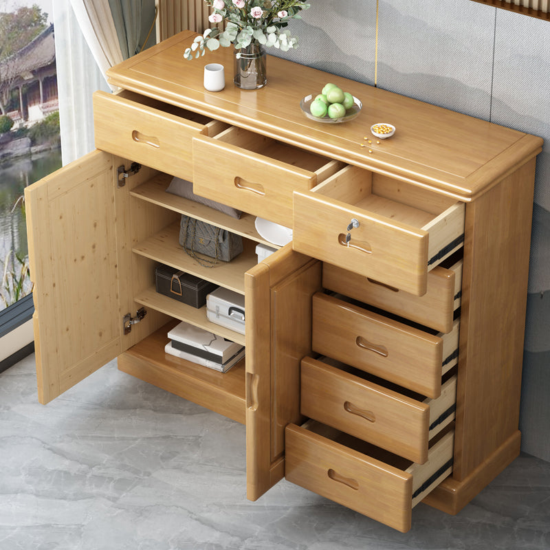16" D Solid Wood Combo Dresser Modern Storage Chest Dresser with Drawers and Doors 47.2"L x 15.7"W x 39.4"H Natural Clearhalo 'Bedroom Furniture' 'Dressers & Chests' 'dressers_chests' 'furn' 'furn_dressers_chests' 'Furniture' 5659361