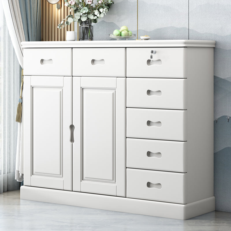 16" D Solid Wood Combo Dresser Modern Storage Chest Dresser with Drawers and Doors 47.2"L x 15.7"W x 39.4"H White Clearhalo 'Bedroom Furniture' 'Dressers & Chests' 'dressers_chests' 'furn' 'furn_dressers_chests' 'Furniture' 5659364