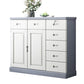 16" D Solid Wood Combo Dresser Modern Storage Chest Dresser with Drawers and Doors