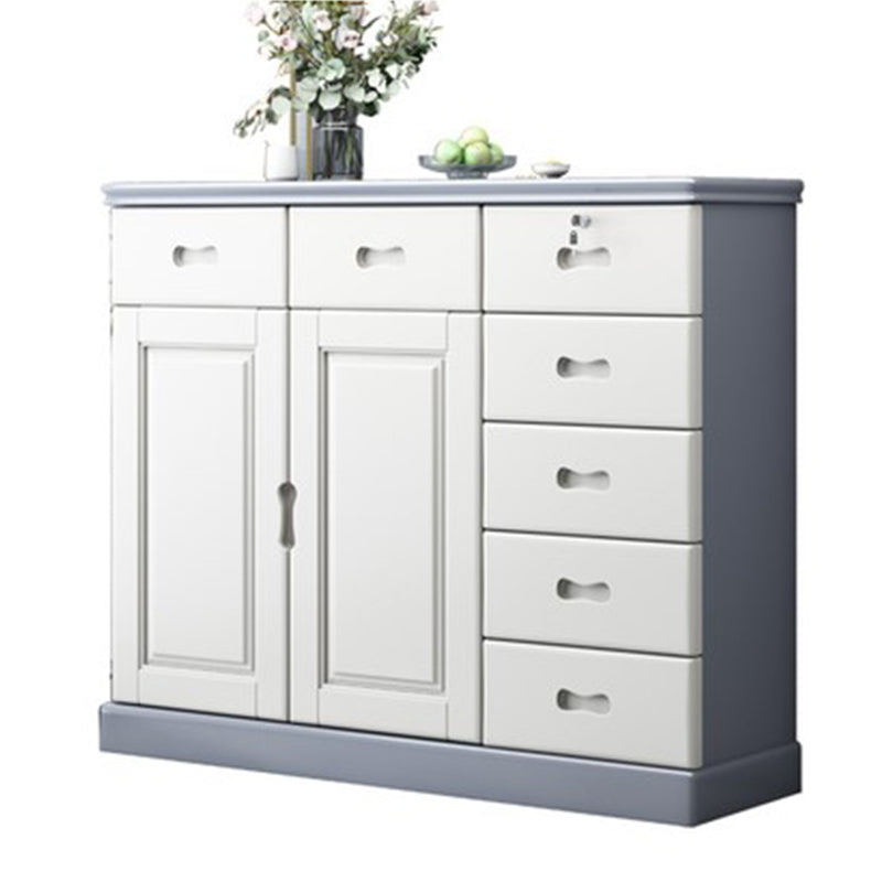 16" D Solid Wood Combo Dresser Modern Storage Chest Dresser with Drawers and Doors 47.2"L x 15.7"W x 39.4"H White-Gray Clearhalo 'Bedroom Furniture' 'Dressers & Chests' 'dressers_chests' 'furn' 'furn_dressers_chests' 'Furniture' 5659366