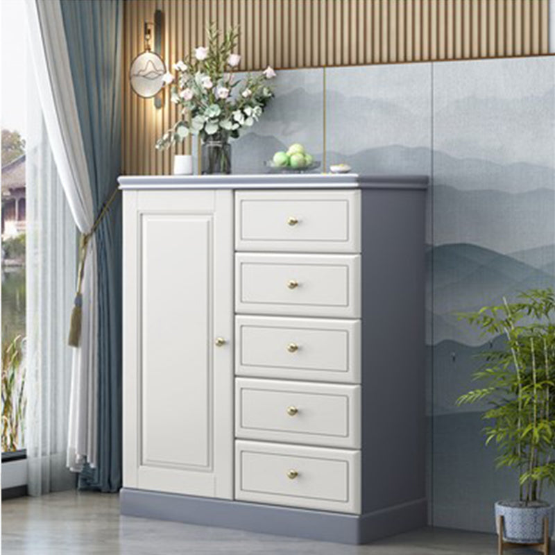 16" D Solid Wood Combo Dresser Modern Storage Chest Dresser with Drawers and Doors 31"L x 16"W x 39"H White-Gray Clearhalo 'Bedroom Furniture' 'Dressers & Chests' 'dressers_chests' 'furn' 'furn_dressers_chests' 'Furniture' 5659375