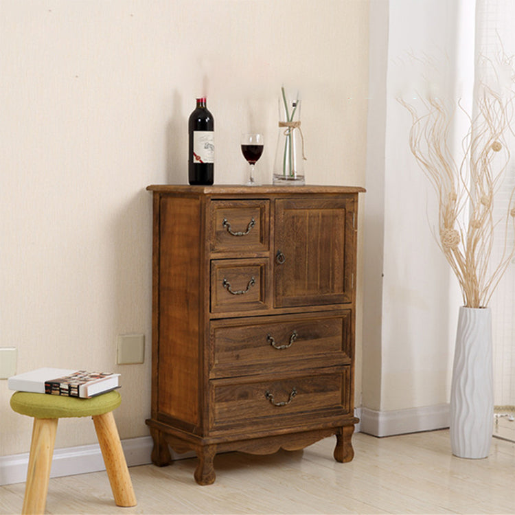 12" D Traditional Wooden Combo Dresser Bedroom Storage Chest Dresser with Drawers and Door 23"L x 13"W x 33"H Distressed Wood Clearhalo 'Bedroom Furniture' 'Dressers & Chests' 'dressers_chests' 'furn' 'furn_dressers_chests' 'Furniture' 5659543
