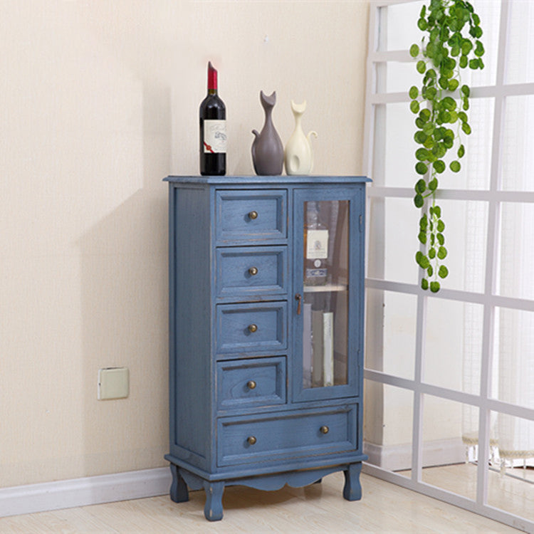 12" D Traditional Wooden Combo Dresser Bedroom Storage Chest Dresser with Drawers and Door 21"L x 12"W x 38"H Blue Clearhalo 'Bedroom Furniture' 'Dressers & Chests' 'dressers_chests' 'furn' 'furn_dressers_chests' 'Furniture' 5659548
