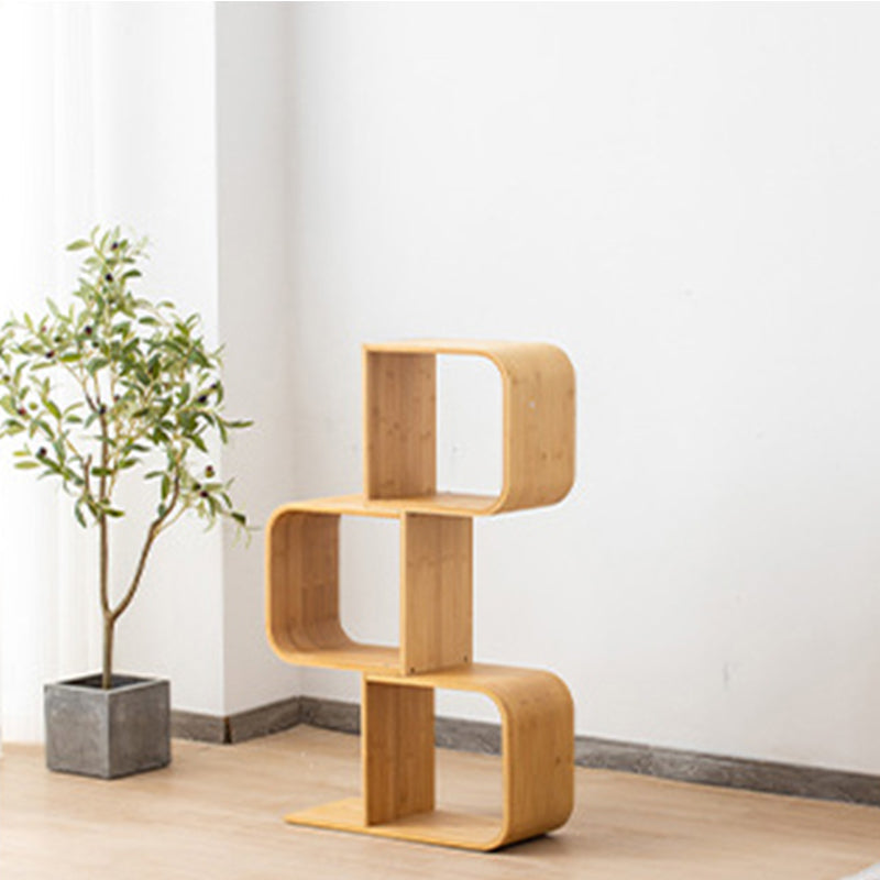 Geometry Bamboo Bookshelf Modern Style Bookcase for Home Office 22" W X 9" D 22"L x 9.1"W x 39"H Clearhalo 'Bookcases' 'furn' 'furn_bookcases' 'Furniture' 'Office Furniture' 5659627
