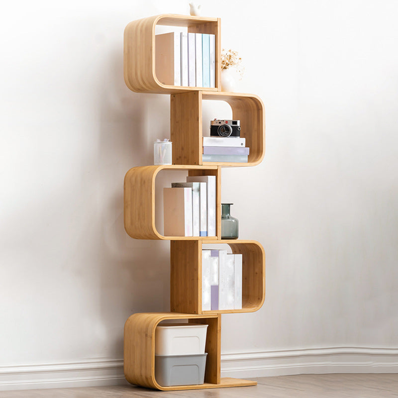 Geometry Bamboo Bookshelf Modern Style Bookcase for Home Office 22" W X 9" D