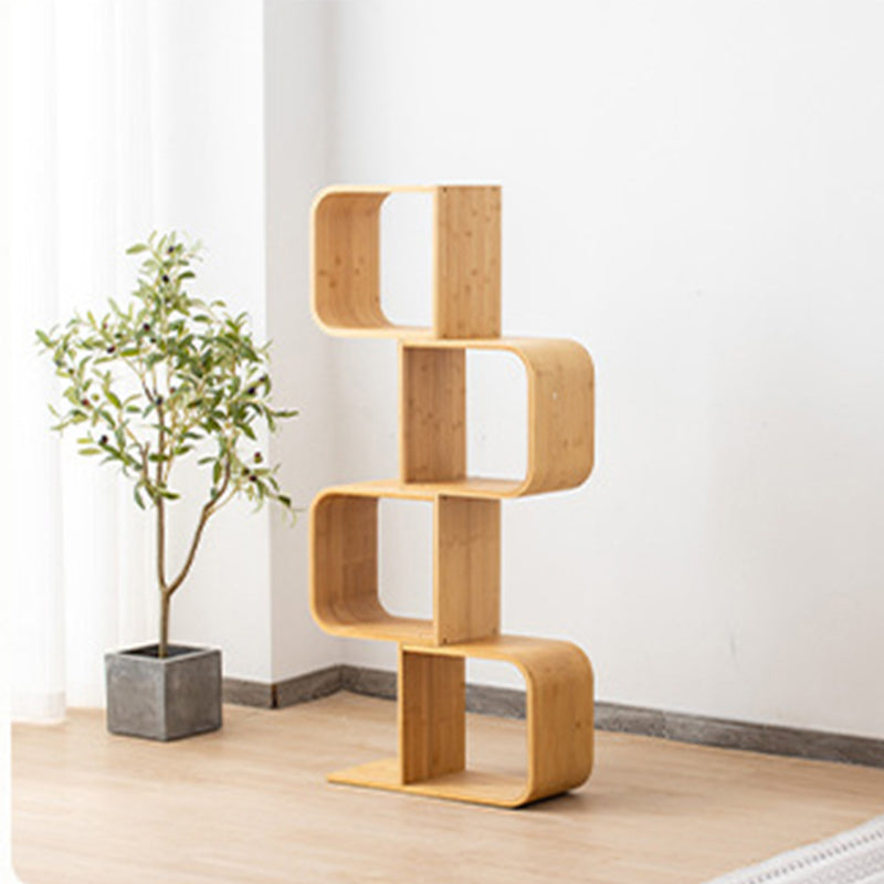 Geometry Bamboo Bookshelf Modern Style Bookcase for Home Office 22" W X 9" D 22"L x 9.1"W x 52.4"H Clearhalo 'Bookcases' 'furn' 'furn_bookcases' 'Furniture' 'Office Furniture' 5659629
