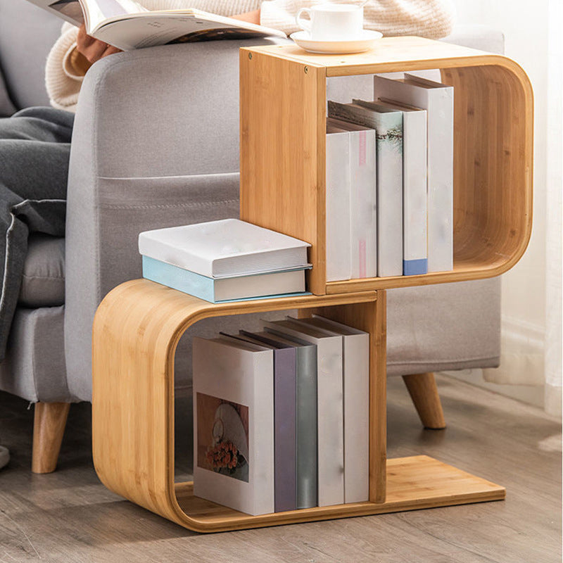 Geometry Bamboo Bookshelf Modern Style Bookcase for Home Office 22" W X 9" D