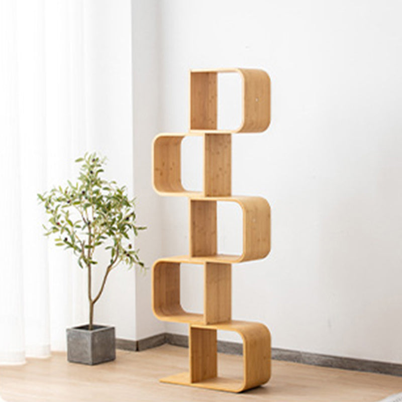 Geometry Bamboo Bookshelf Modern Style Bookcase for Home Office 22" W X 9" D 22"L x 9.1"W x 65.4"H Clearhalo 'Bookcases' 'furn' 'furn_bookcases' 'Furniture' 'Office Furniture' 5659631