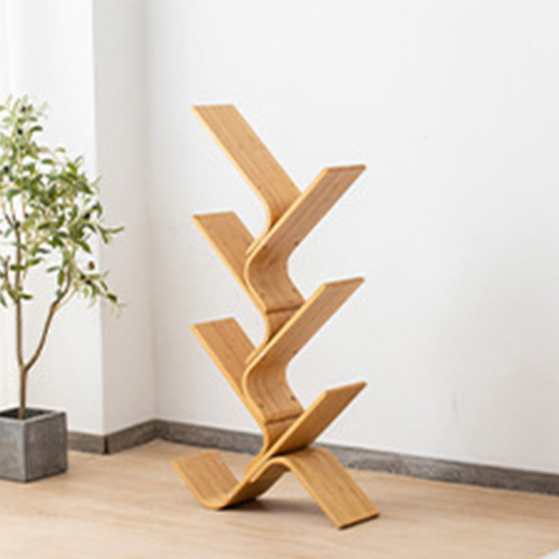 Geometry Bamboo Bookshelf Modern Bedroom Bookcase with Shelf 23.2" W X 8" D