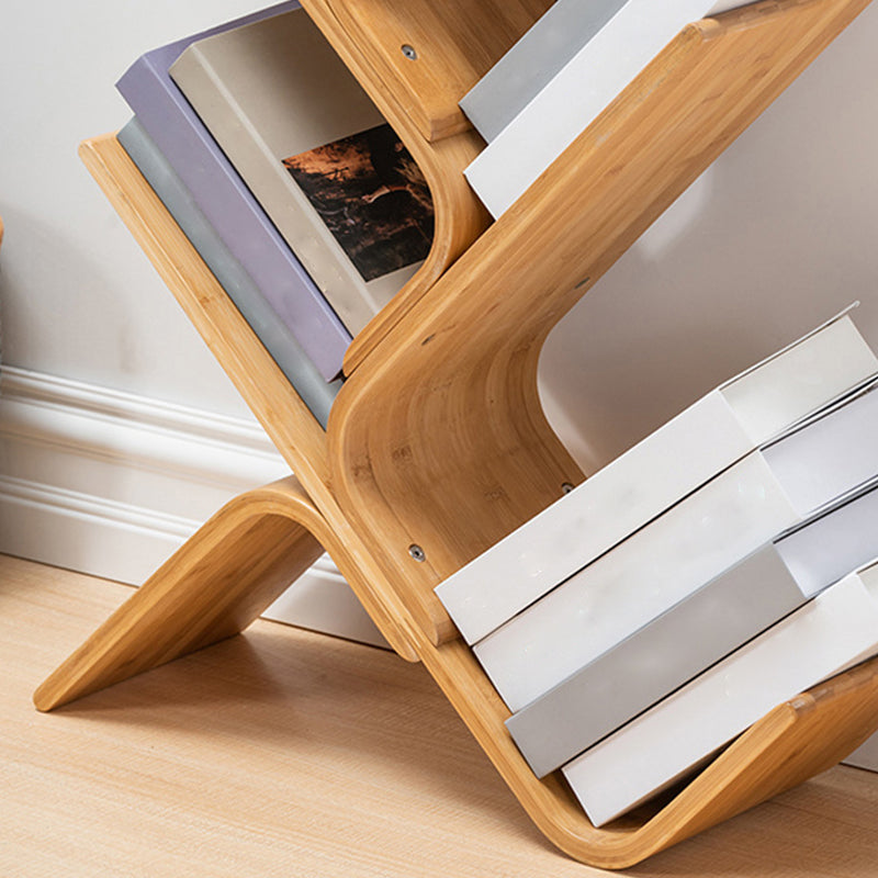 Geometry Bamboo Bookshelf Modern Bedroom Bookcase with Shelf 23.2" W X 8" D