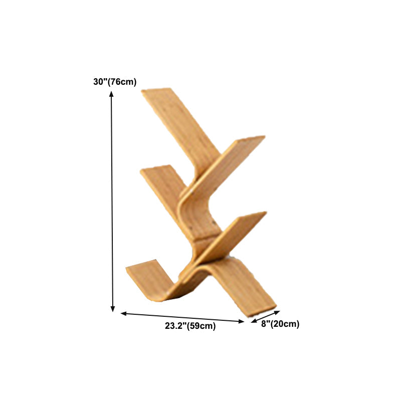 Geometry Bamboo Bookshelf Modern Bedroom Bookcase with Shelf 23.2" W X 8" D