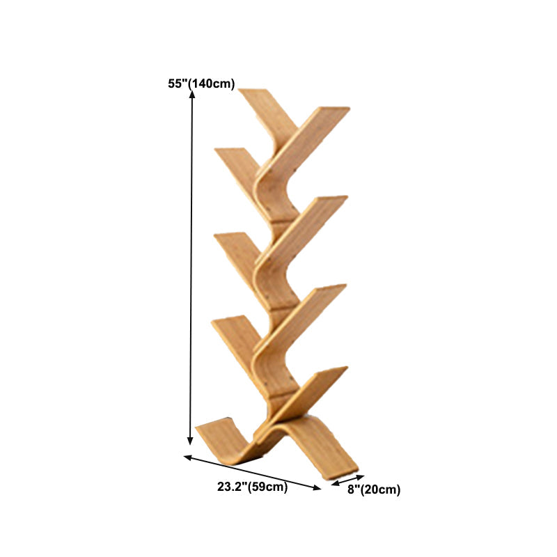 Geometry Bamboo Bookshelf Modern Bedroom Bookcase with Shelf 23.2" W X 8" D