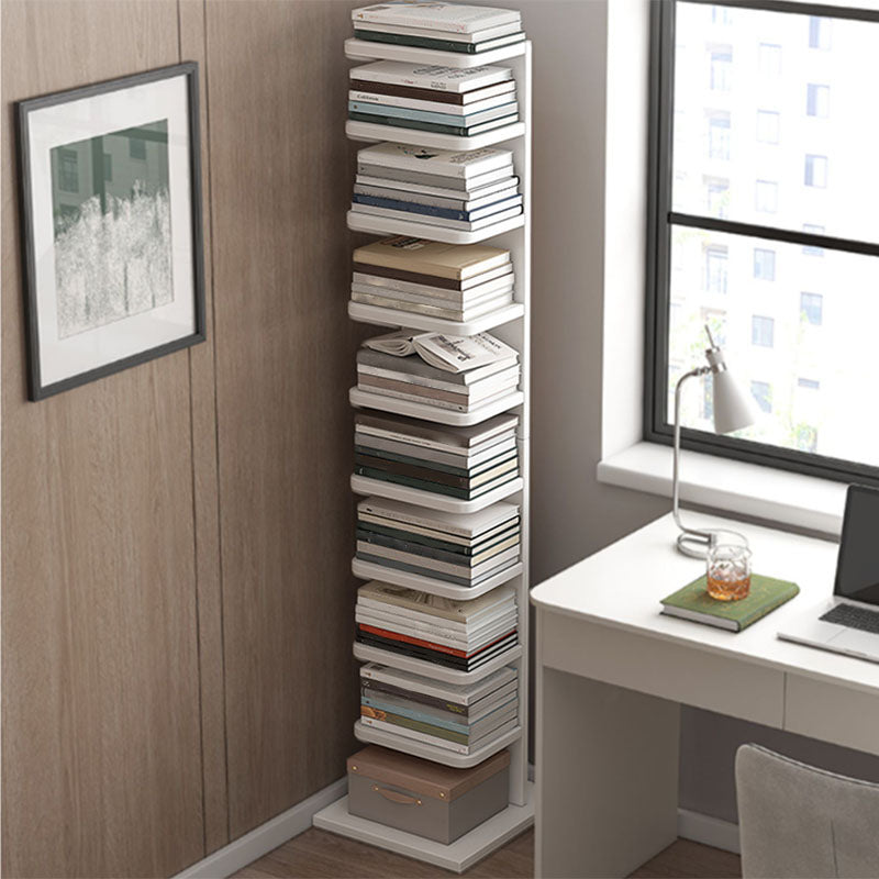 Geometry Shape Bookshelf Modern Wooden Bookcase with Multi Shelves , 24" W / 11" D 13.8"L x 13.8"W x 63"H White Clearhalo 'Bookcases' 'furn' 'furn_bookcases' 'Furniture' 'Office Furniture' 5659825
