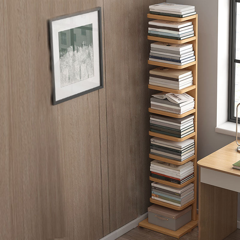 Geometry Shape Bookshelf Modern Wooden Bookcase with Multi Shelves , 24" W / 11" D 13.8"L x 13.8"W x 63"H Natural Clearhalo 'Bookcases' 'furn' 'furn_bookcases' 'Furniture' 'Office Furniture' 5659826