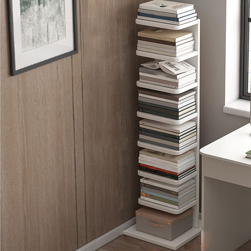 Geometry Shape Bookshelf Modern Wooden Bookcase with Multi Shelves , 24" W / 11" D 13.8"L x 13.8"W x 49.2"H White Clearhalo 'Bookcases' 'furn' 'furn_bookcases' 'Furniture' 'Office Furniture' 5659828