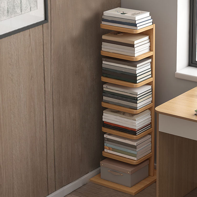 Geometry Shape Bookshelf Modern Wooden Bookcase with Multi Shelves , 24" W / 11" D 13.8"L x 13.8"W x 42.5"H Natural Clearhalo 'Bookcases' 'furn' 'furn_bookcases' 'Furniture' 'Office Furniture' 5659832