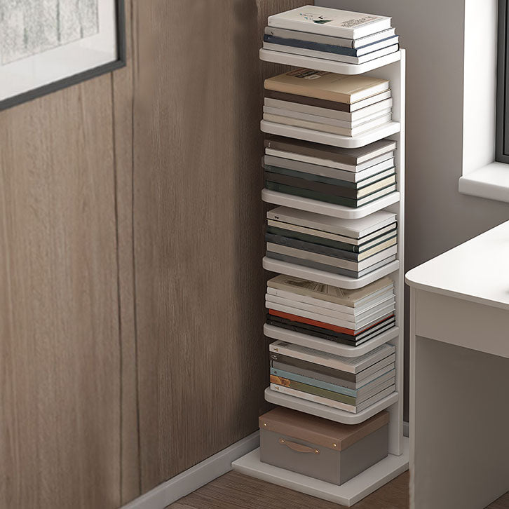 Geometry Shape Bookshelf Modern Wooden Bookcase with Multi Shelves , 24" W / 11" D 13.8"L x 13.8"W x 42.5"H White Clearhalo 'Bookcases' 'furn' 'furn_bookcases' 'Furniture' 'Office Furniture' 5659834