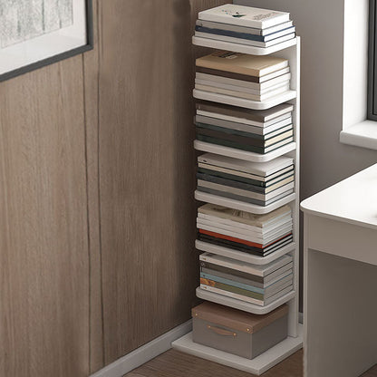 Geometry Shape Bookshelf Modern Wooden Bookcase with Multi Shelves , 24" W / 11" D 13.8"L x 13.8"W x 42.5"H White Clearhalo 'Bookcases' 'furn' 'furn_bookcases' 'Furniture' 'Office Furniture' 5659834