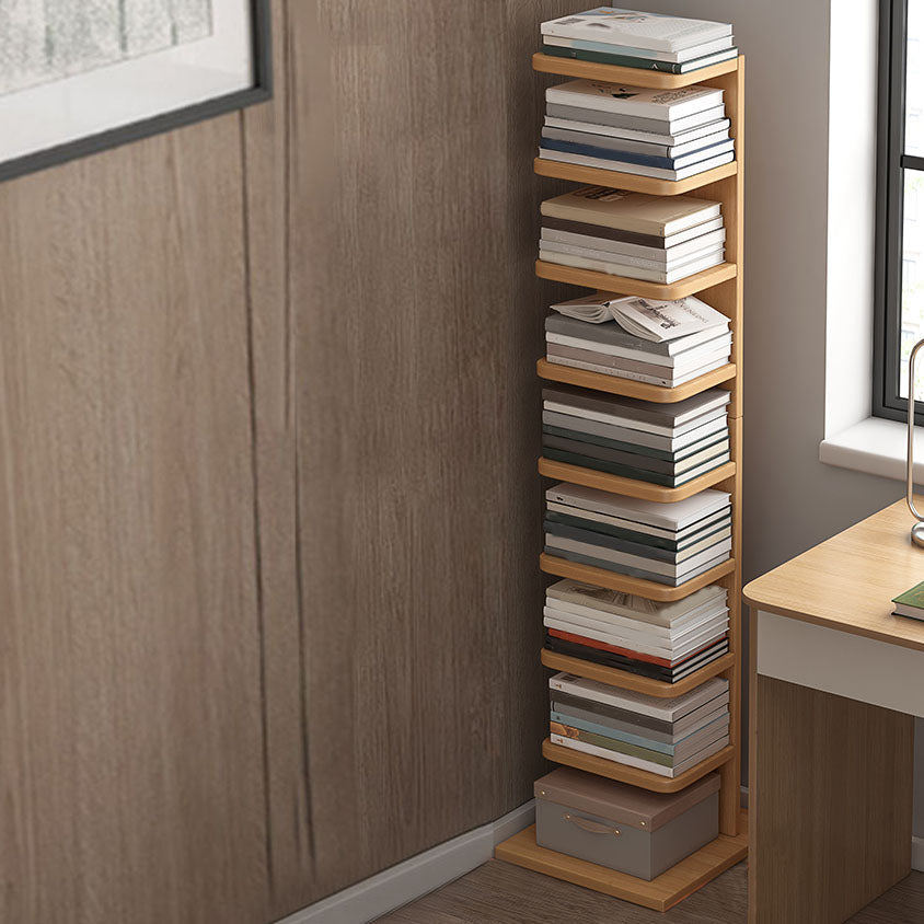 Geometry Shape Bookshelf Modern Wooden Bookcase with Multi Shelves , 24" W / 11" D 13.8"L x 13.8"W x 56.3"H Natural Clearhalo 'Bookcases' 'furn' 'furn_bookcases' 'Furniture' 'Office Furniture' 5659836