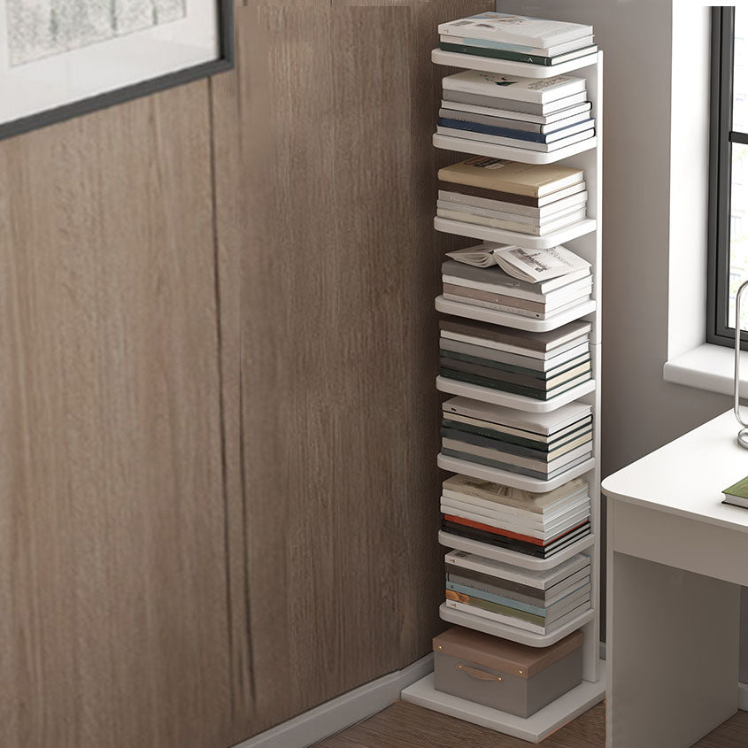 Geometry Shape Bookshelf Modern Wooden Bookcase with Multi Shelves , 24" W / 11" D 13.8"L x 13.8"W x 56.3"H White Clearhalo 'Bookcases' 'furn' 'furn_bookcases' 'Furniture' 'Office Furniture' 5659838