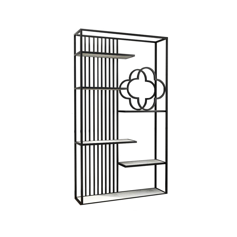 12 "D zwart / gouden boekenplank modern ijzeren frame open opslag boekenkast met multi -planken