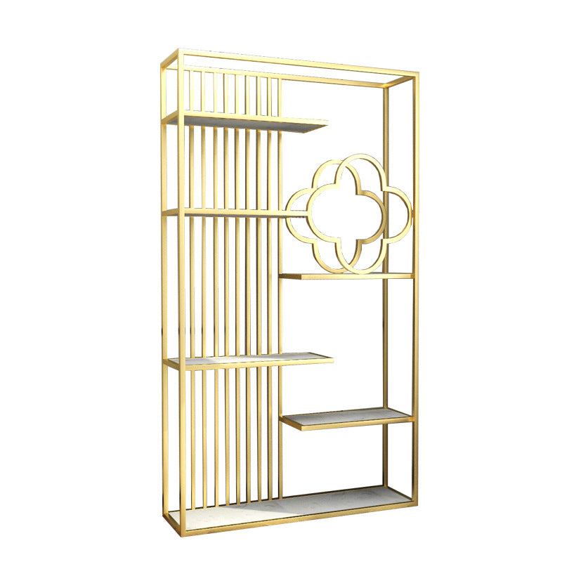 12 "D zwart / gouden boekenplank modern ijzeren frame open opslag boekenkast met multi -planken