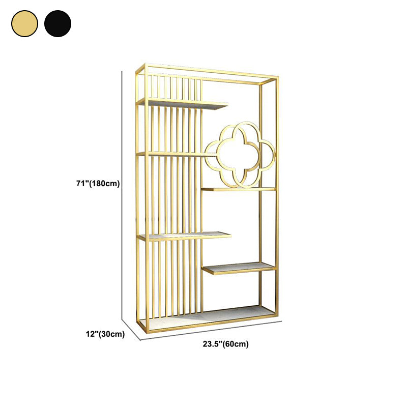 12 "D zwart / gouden boekenplank modern ijzeren frame open opslag boekenkast met multi -planken