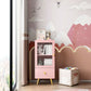 14" D Wooden Bookshelf Modern Closed Storage Bookcase with Drawer and Door 18.9"L x 13.8"W x 41.1"H Pink Clearhalo 'Bookcases' 'furn' 'furn_bookcases' 'Furniture' 'Office Furniture' 5659950