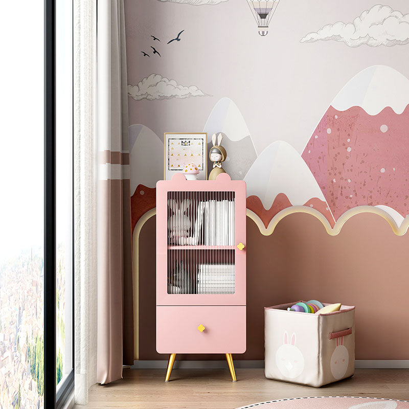 14" D Wooden Bookshelf Modern Closed Storage Bookcase with Drawer and Door 18.9"L x 13.8"W x 41.1"H Pink Clearhalo 'Bookcases' 'furn' 'furn_bookcases' 'Furniture' 'Office Furniture' 5659950