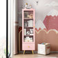 14" D Wooden Bookshelf Modern Closed Storage Bookcase with Drawer and Door 18.9"L x 13.8"W x 65.9"H Pink Clearhalo 'Bookcases' 'furn' 'furn_bookcases' 'Furniture' 'Office Furniture' 5659951