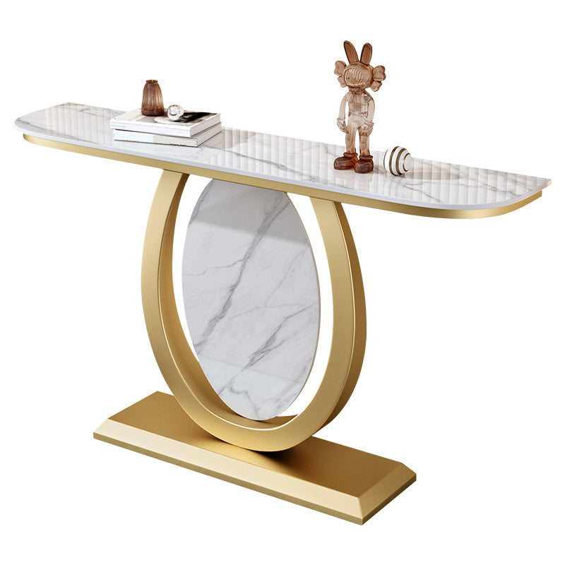 Consola de hierro Glam Slate Table Medio Moon Stain Resistente a la consola resistente a los rasguños