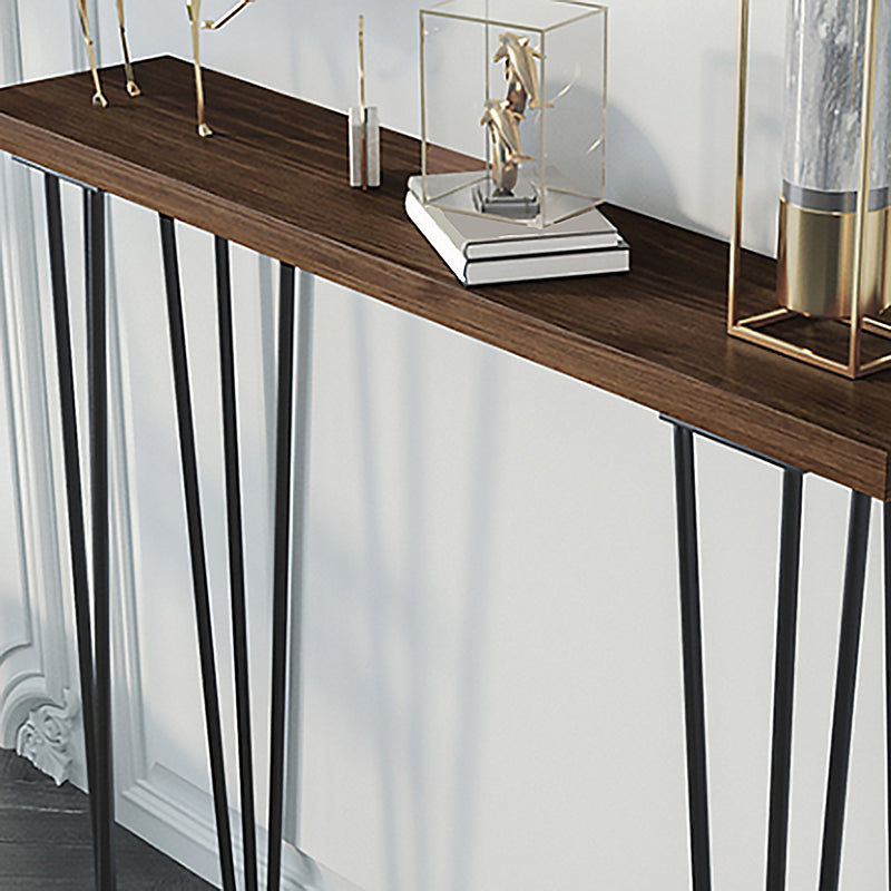 Tavolo da console top in legno massiccio da 31,5 "H con gambe metalliche moderne