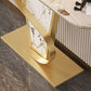 Golden Metal Pedestal Base Half Moon Stain Resistant Console Table
