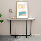 Modern Half Moon Console Table with Abstract Base and Marble Top Clearhalo 'Console Tables' 'console_tables' 'Entry & Mudroom Furniture' 'furn' 'furn_console_tables' 'Furniture' 5660255