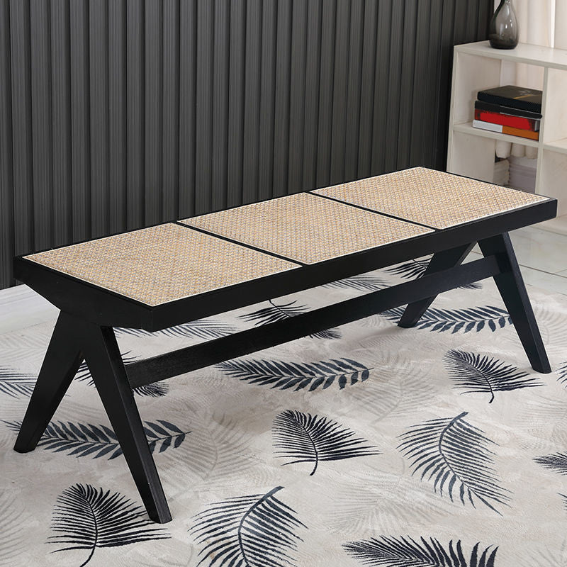 17.7"H Modern Bench Entryway and Bedroom Solid Wood Seating Bench with X-Legs 50"L x 20"W x 18"H Black Clearhalo 'Benches' 'Chairs & Seating' 'furn' 'furn_benches' 'Furniture' 'Living Room Furniture' 5660341