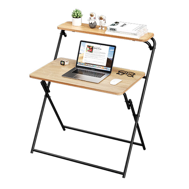 Modern Style Wooden Office Desk Rectangular Folding Writing Desk for Home 31"L x 19"W x 29"H Black Shelves Clearhalo 'furn' 'furn_office_desk' 'Furniture' 'Office Desks' 'Office Furniture' 'office_desk' 5660436