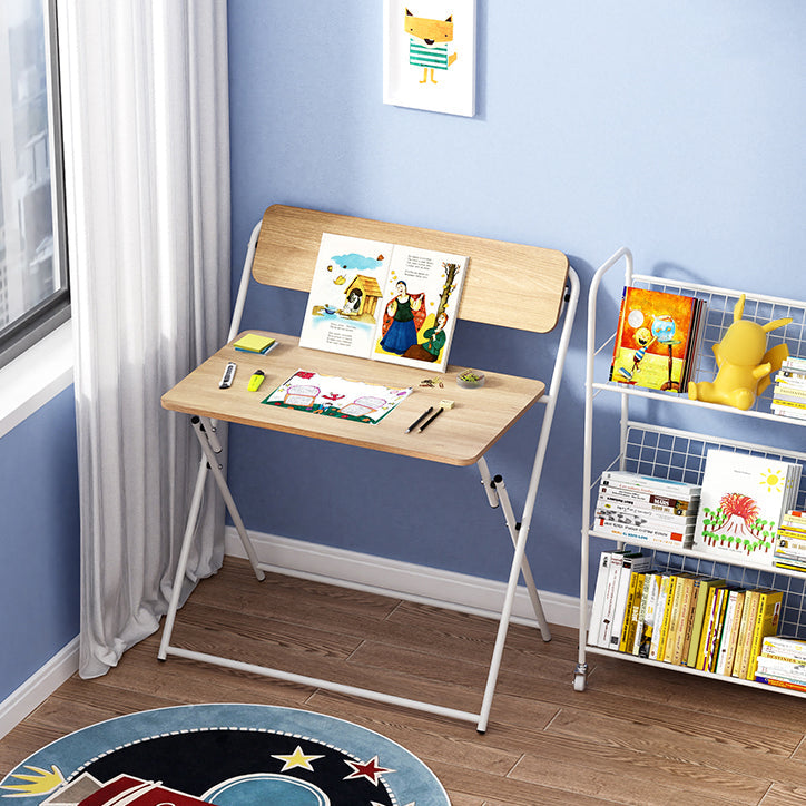 Modern Style Wooden Office Desk Rectangular Folding Writing Desk for Home 31"L x 19"W x 29"H White Shelves Clearhalo 'furn' 'furn_office_desk' 'Furniture' 'Office Desks' 'Office Furniture' 'office_desk' 5660445