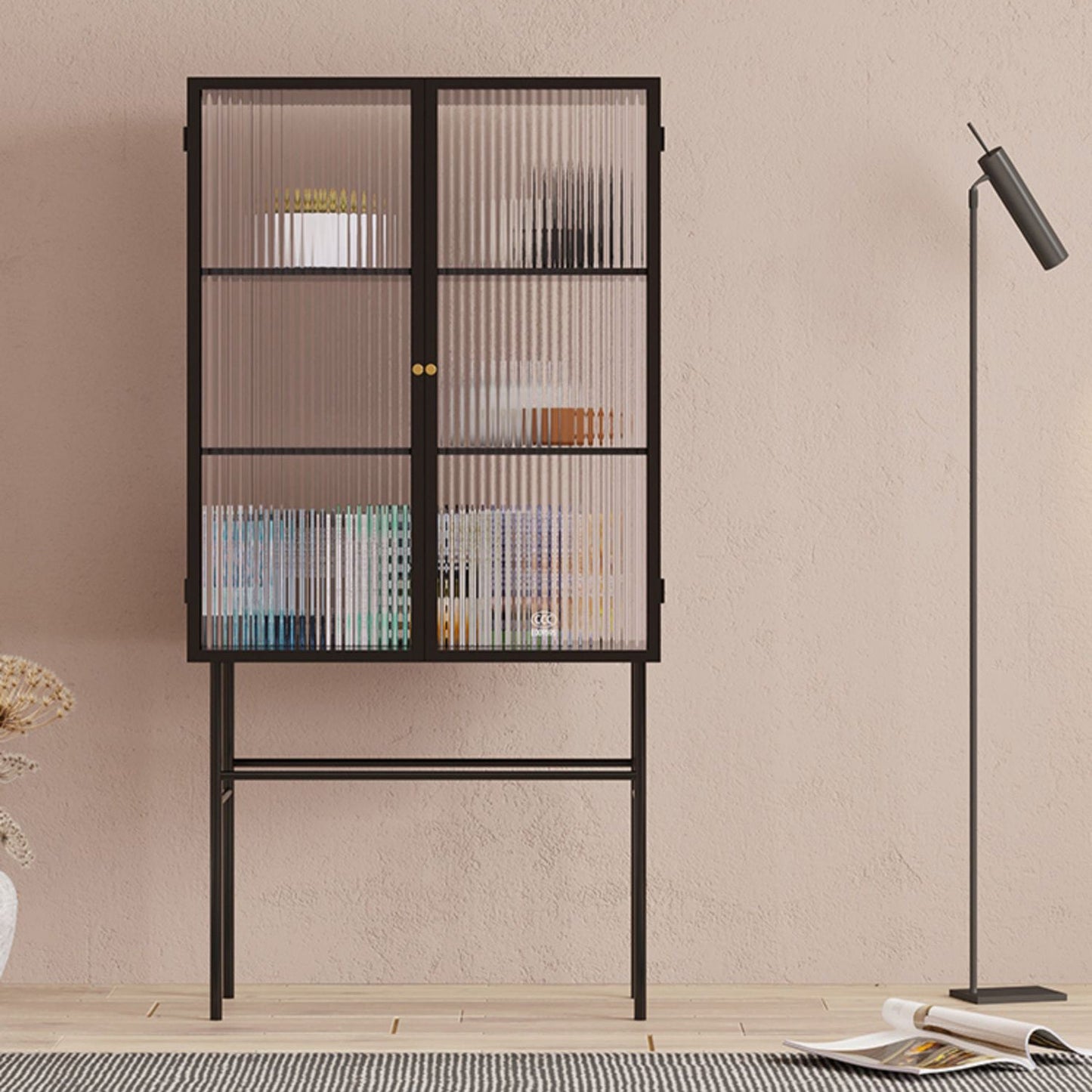 Metal Buffet Server Kitchen 2 Porte di vetro Server da pranzo per sala da pranzo